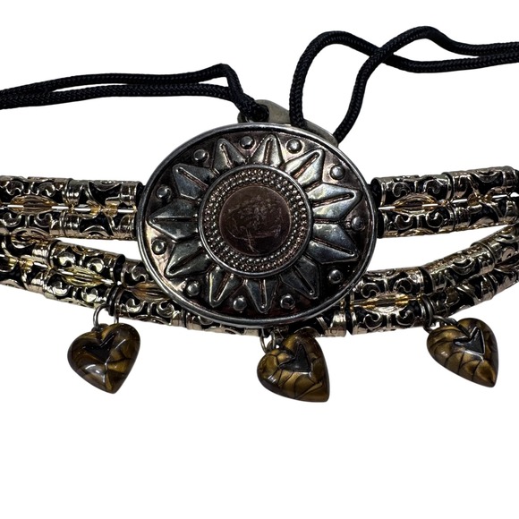 Boho‎ Statement Belt Silver Gold Heart Charms Adjustable Waist Belt - Picture 1 of 12